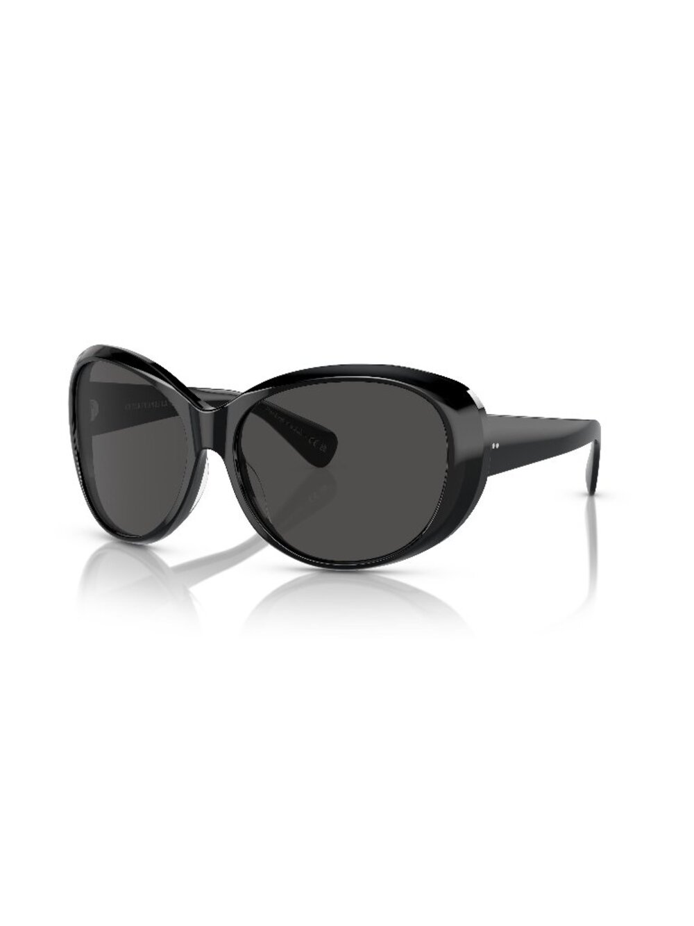 New Oliver Peoples Women's Sunglasses Black Round Grey Lens Acetate Frame 100587